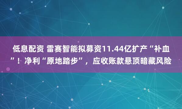 低息配资 雷赛智能拟募资11.44亿扩产“补血”！净利“原地踏步”，应收账款悬顶暗藏风险
